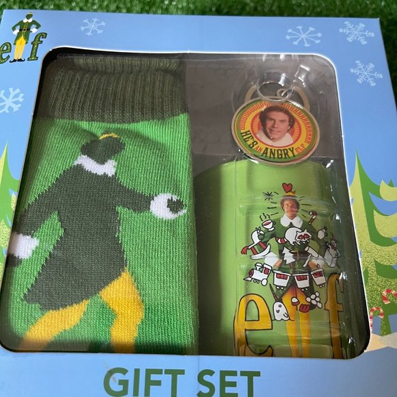 Buddy The Elf Holidays 3 Piece Gift Set 12 oz. Mug, Crew Socks, and Keychain NEW - Picture 9 of 14